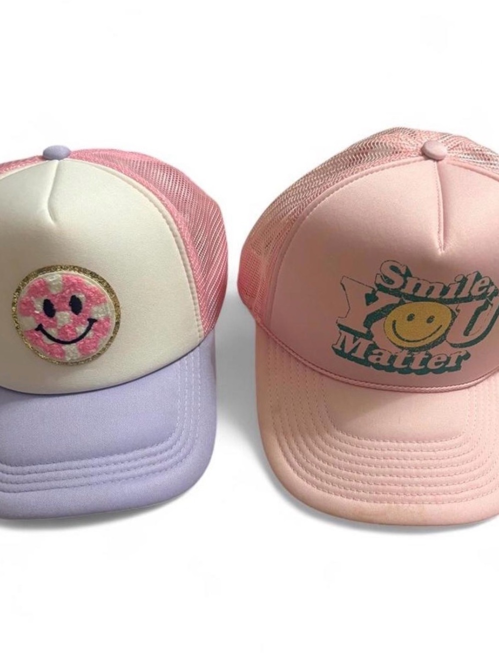 Pink Smiley Face Trucker Hat Bundle